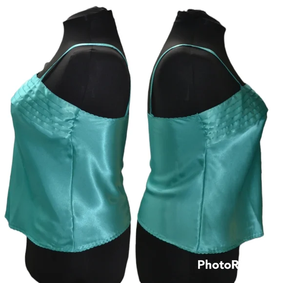 Vintage Satin Polyester Aqua Blue Camisole by Chic h.i.s. - Picture 3 of 8
